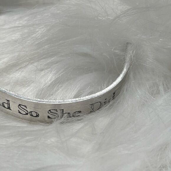 Engraved aluminum cuff bracelet she believed she could so she did cuff b… - Picture 2 of 5